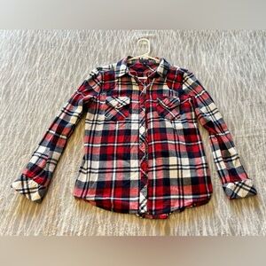 Blue/Red/White Plaid Flannel Shirt Size M